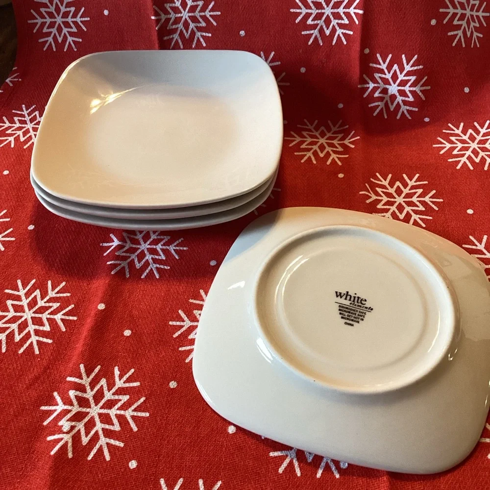 White Elements Square Plates - set of 4 - 5.5 inches across